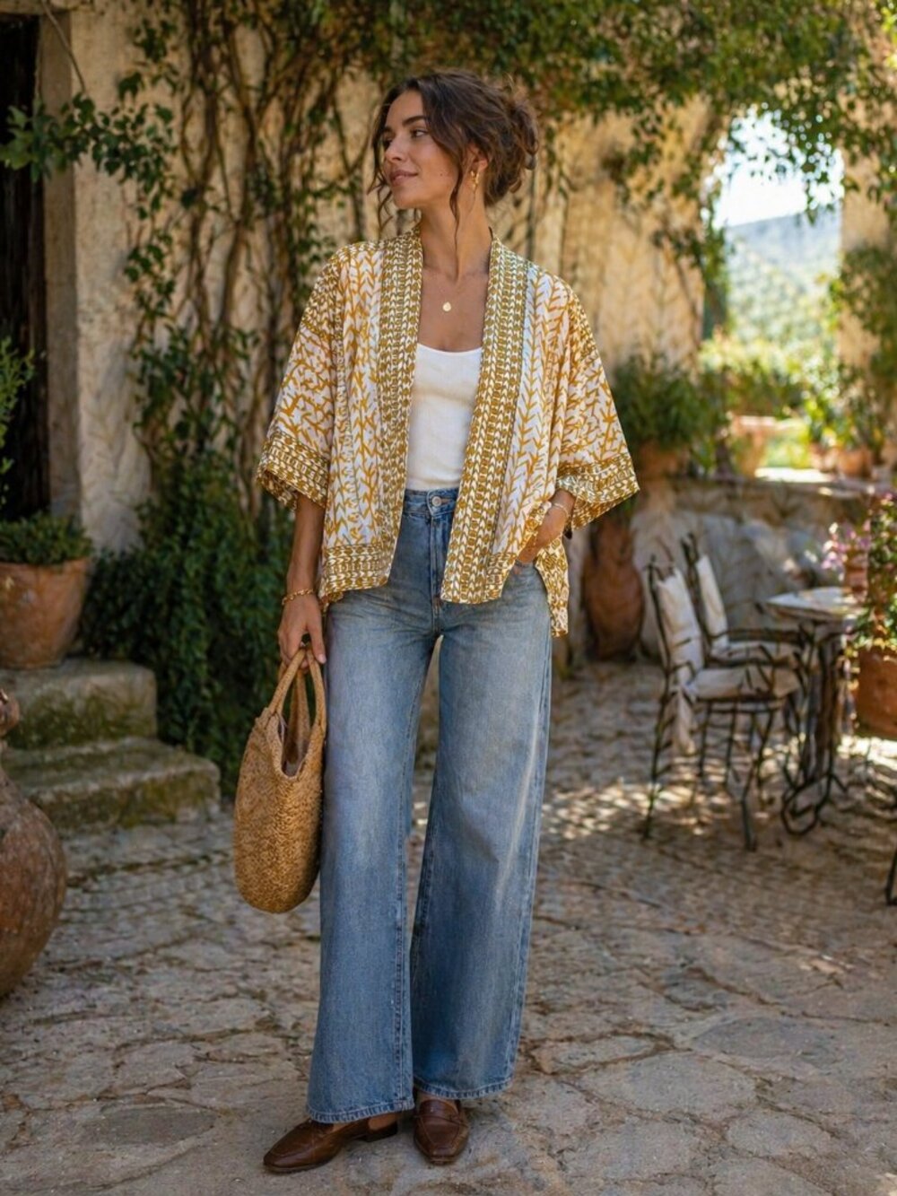 Tolani Kimono OS 100% Modal Embroidered Open Front BOHO Vacation Resortwear